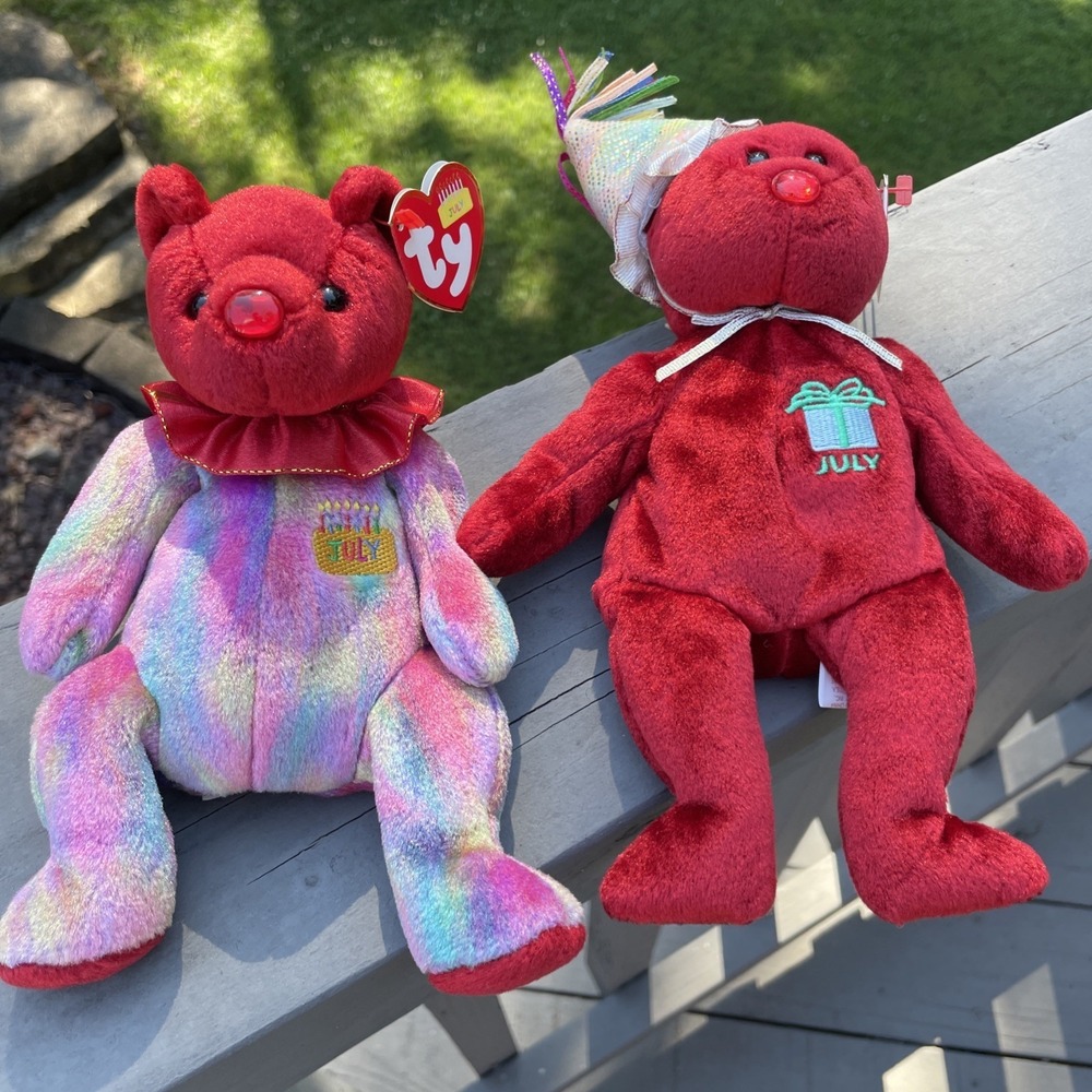 TY‎ Beanie Babies July Birthday Bears Lot Of 2